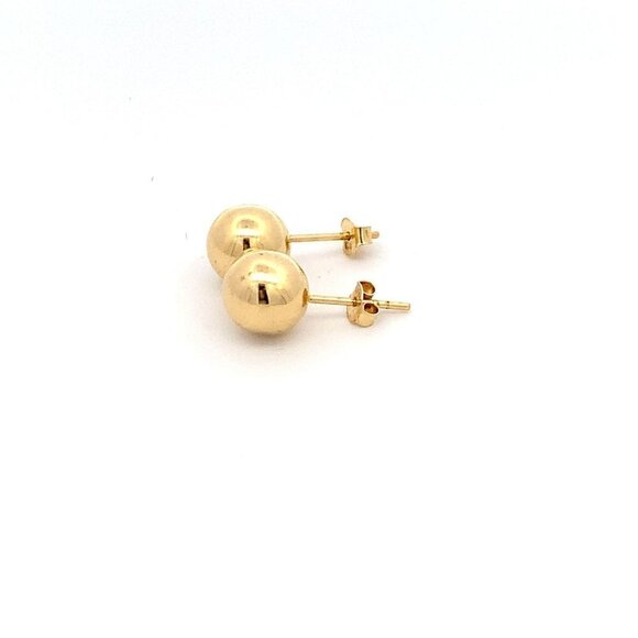 18K Yellow Gold Earrings Stud Ball Polished 1.32 grams - Picture 8 of 9